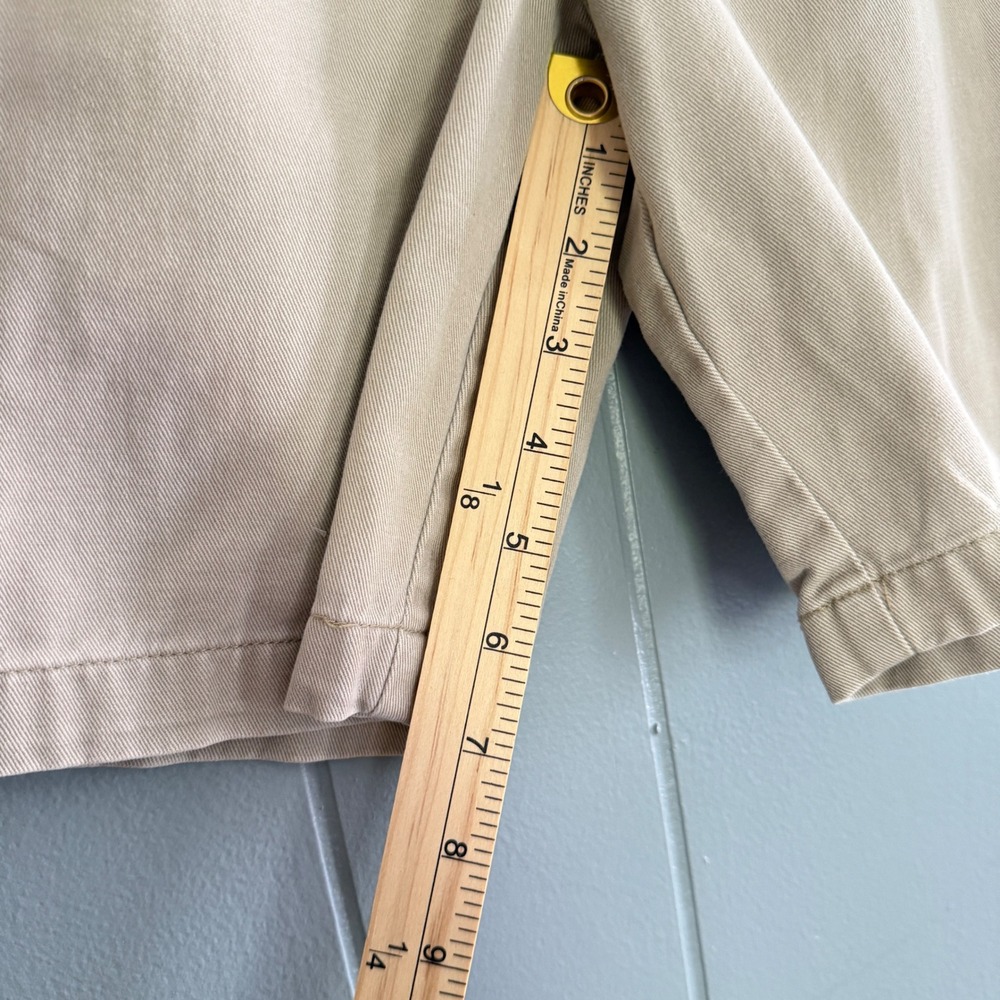 Chaps Ralph Lauren Mens 34 Khaki Double Pleated Chino Shorts 7" Vintage 90s Prep - Picture 7 of 8